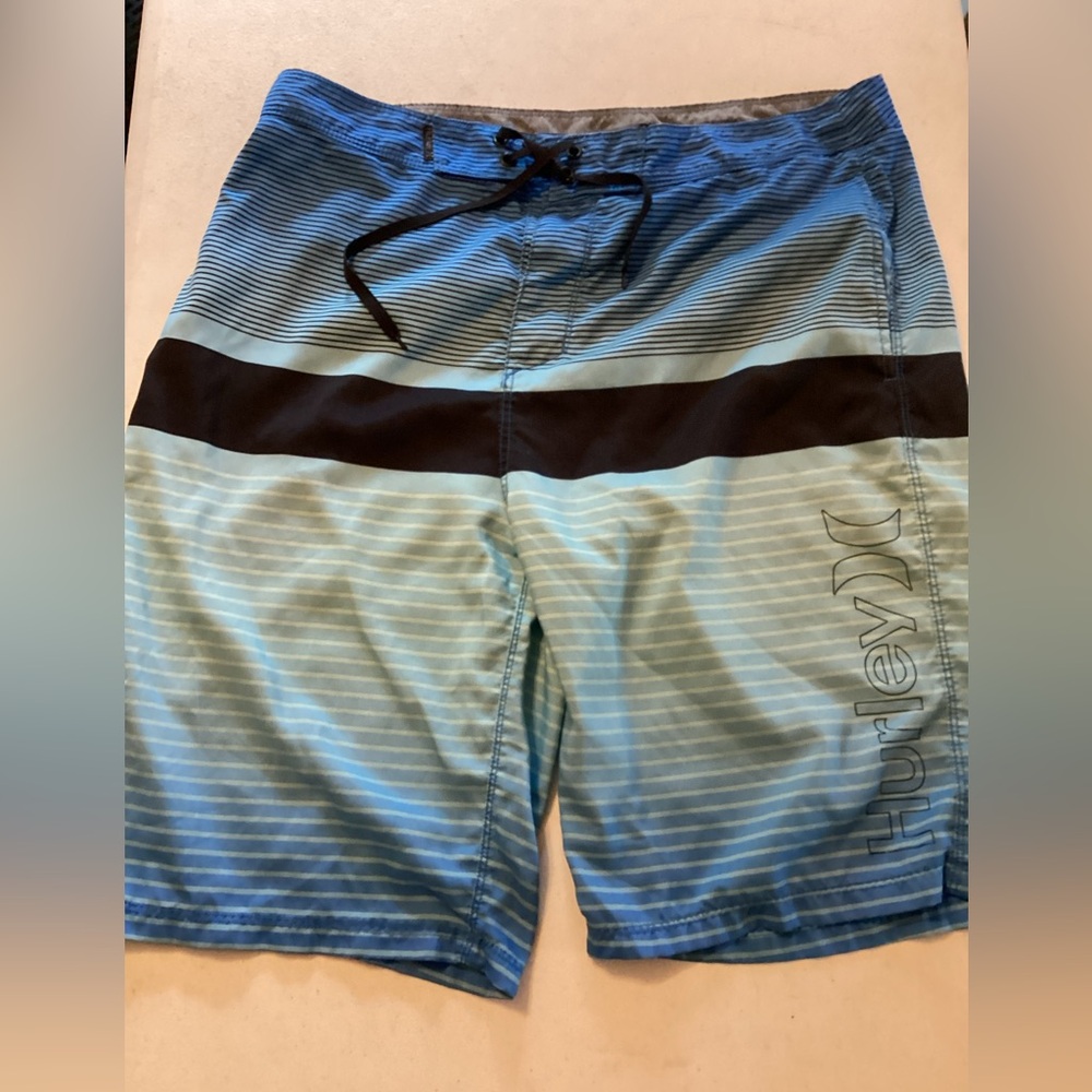 Men’s Hurley Board Shorts Swim Trunks Sz 34 Blue/black Ombre   #7